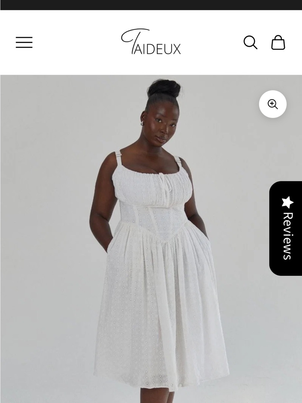 “Marie” Ivory Fuller Bust Midi Embroidery Dress